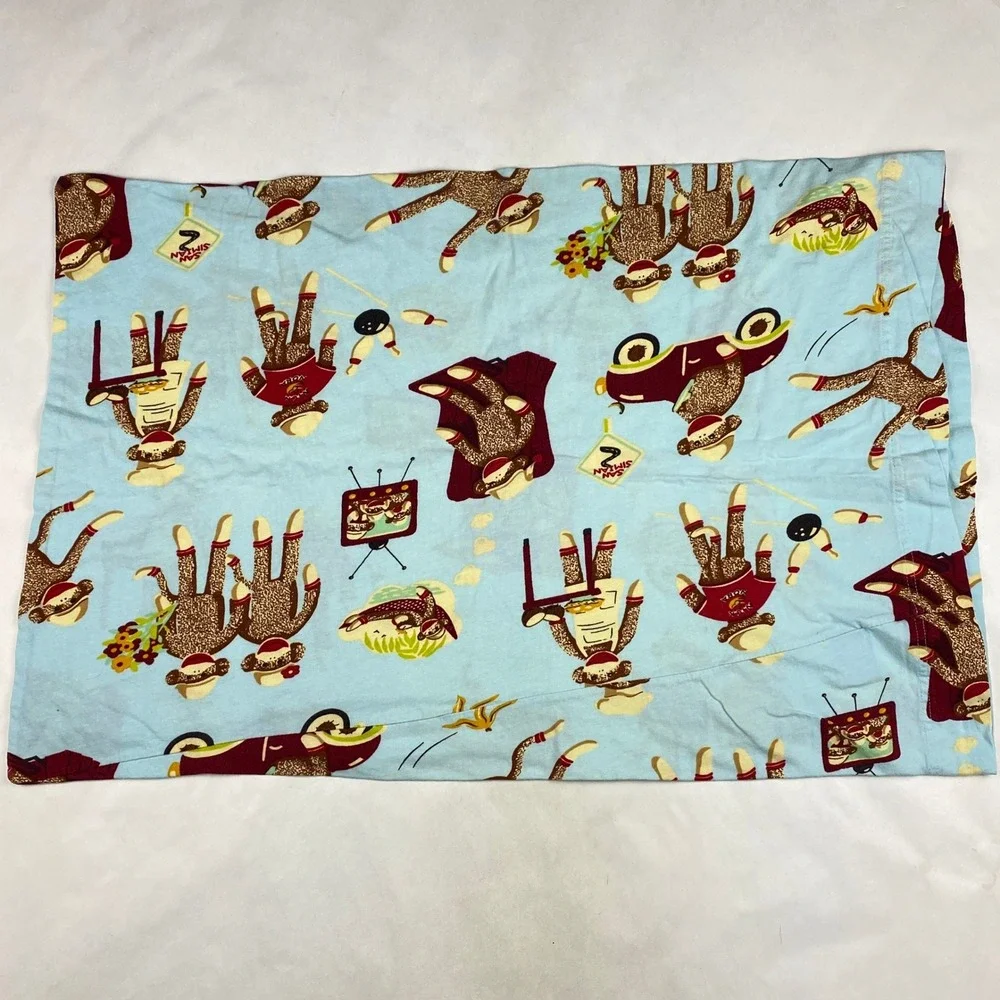 Nick & Nora Flannel Monkey Sock Pillowcase